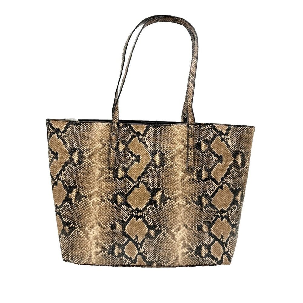 INC Zoiey 2-Piece faux-leather women's XL tote bag + pouch --SNAKE PRINT/BLACK - Picture 11 of 16
